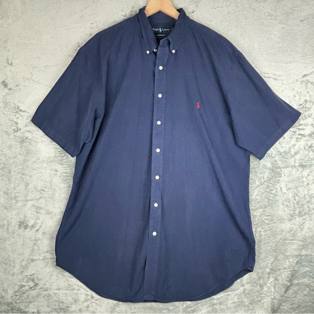 Polo Ralph Lauren Shirt Mens XLT Blue Button Down Short Sleeve Classic Fit - Picture 2 of 16